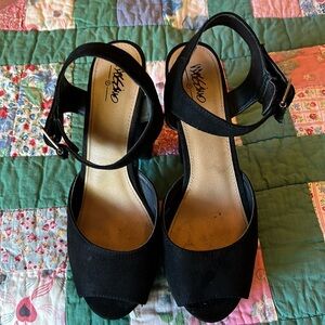 Massimo Black Velvet Chunky High Heels